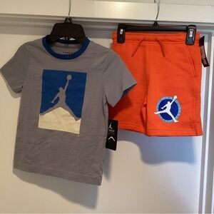 Jordan Boys Short Set in Gray, Blue & Orange